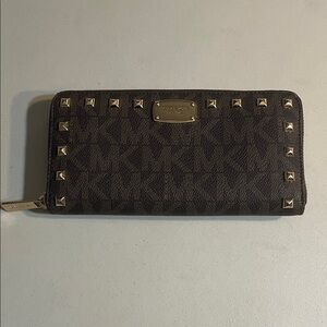 Michael Kors Dark Brown Wallet with Gold Accents